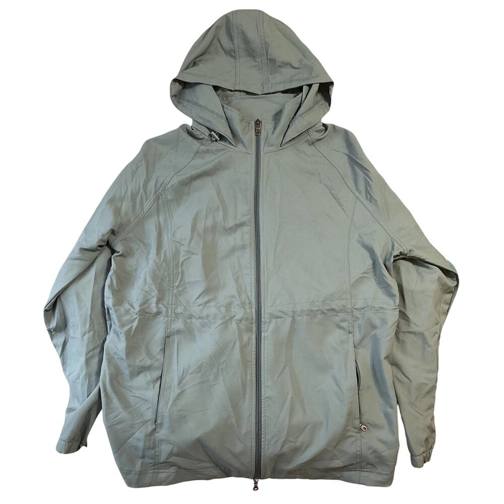 Kirkland Signature Women Hooded Jacket XL Green Anorak Activewear Long Sleeve